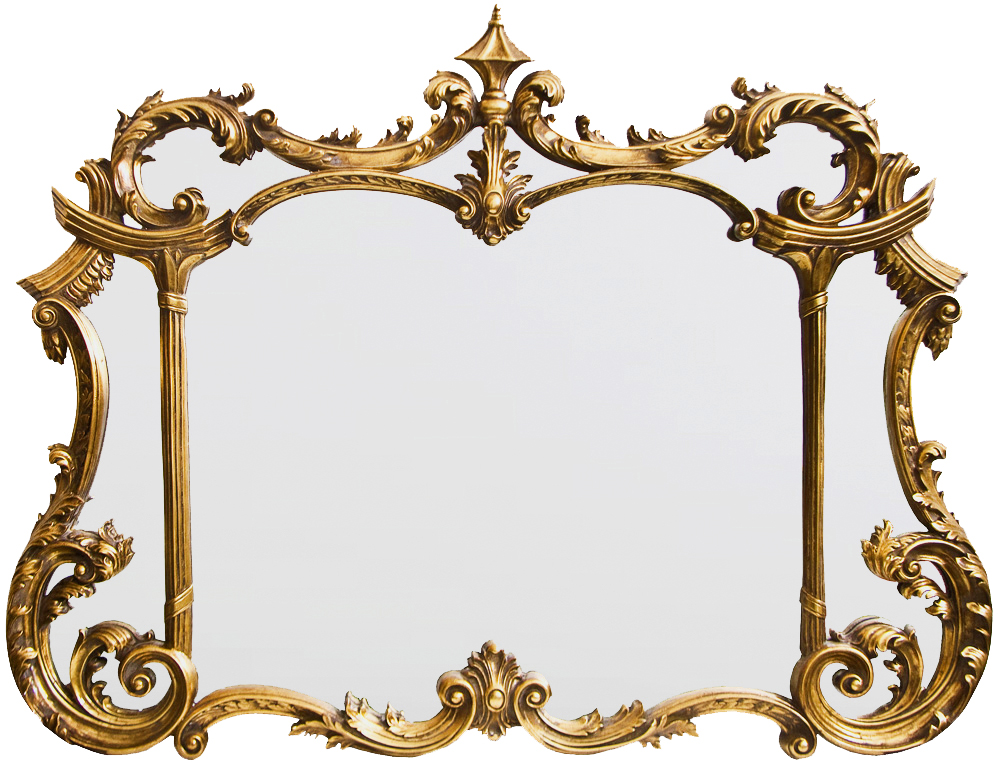 AF007G Wall décor art mirror gold classic ornate rectangular horizontal